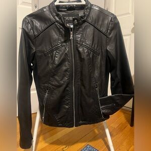 Guess Black Leather Jacket for Women